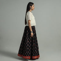 Black - Pochampally Ikat 24 Kali Cotton Skirt with Rajasthani Embroidery Border 43