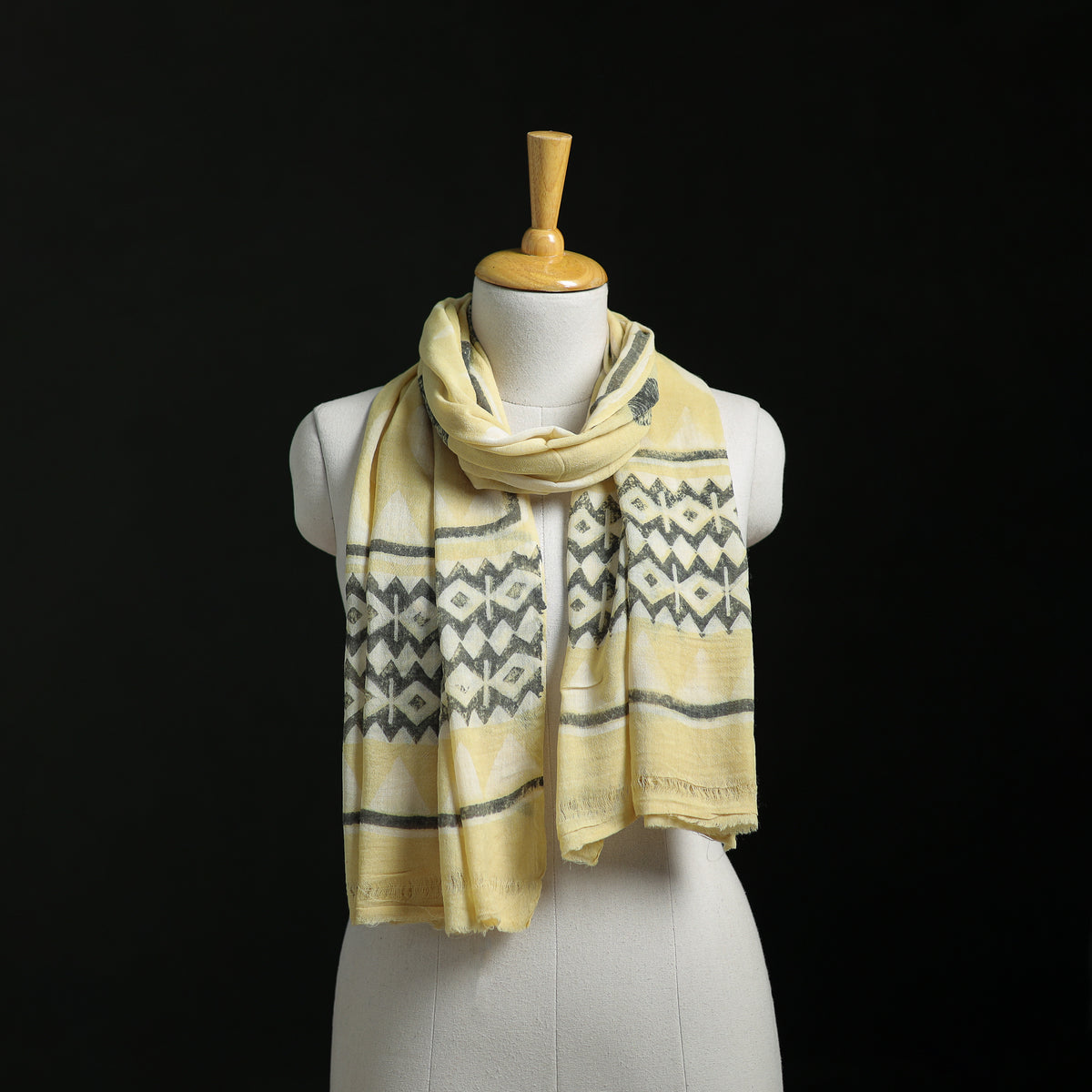 Pure Merino Wool Hand Block Akola Print Stole 29