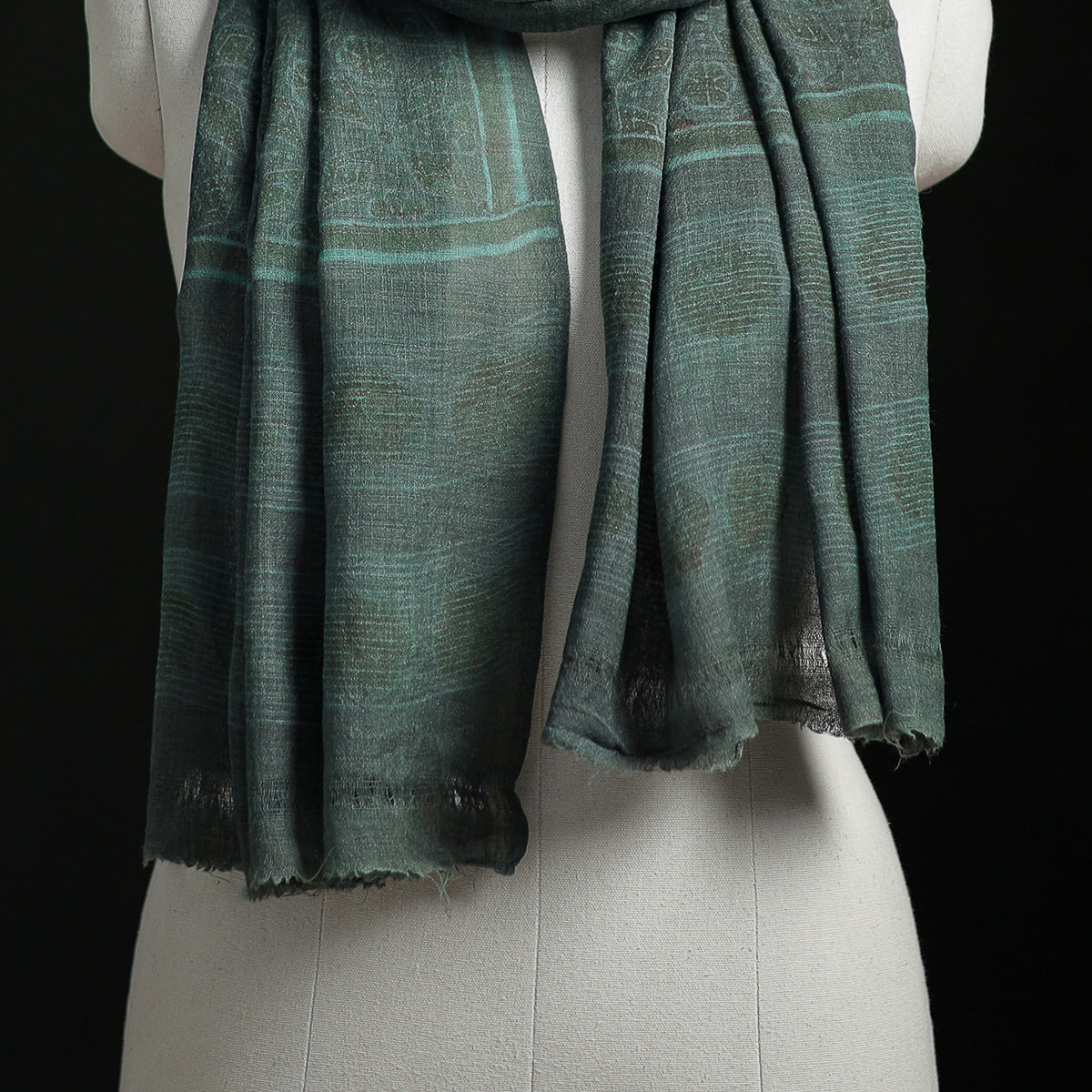 Pure Merino Wool Hand Block Akola Print Stole 30