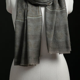 Pure Merino Wool Hand Block Akola Print Stole 31