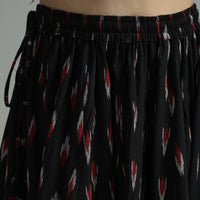 Black - Pochampally Ikat 24 Kali Cotton Skirt with Rajasthani Embroidery Border 43