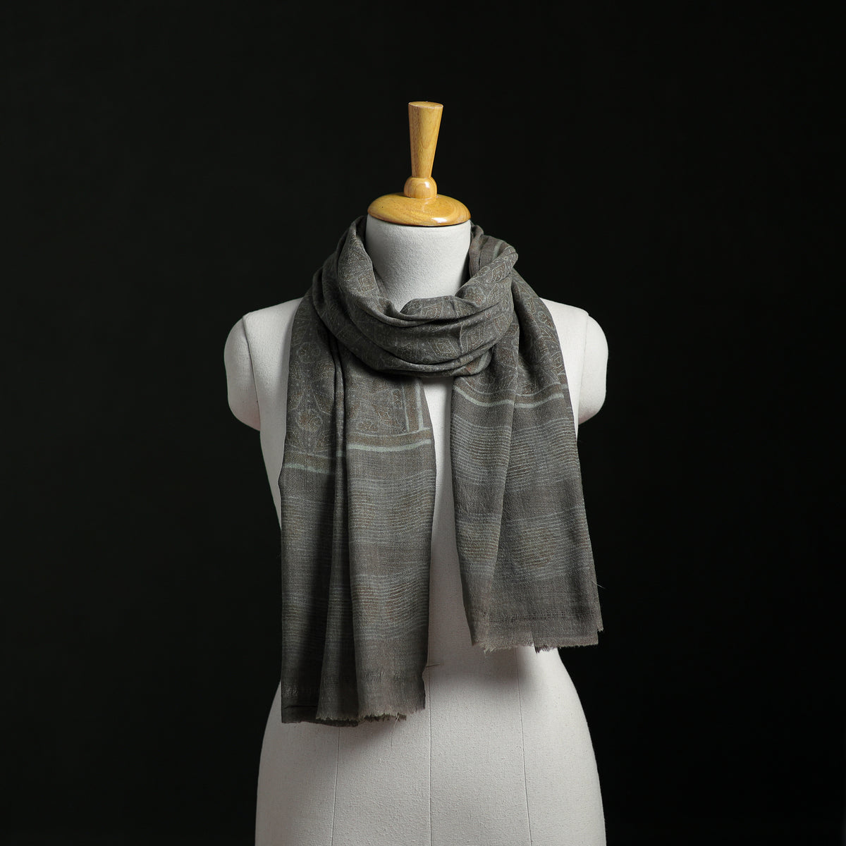 Pure Merino Wool Hand Block Akola Print Stole 31