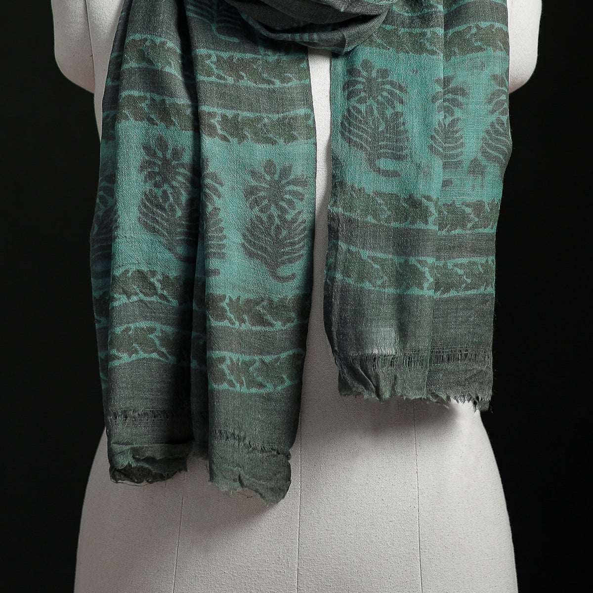 Pure Merino Wool Hand Block Akola Print Stole 32