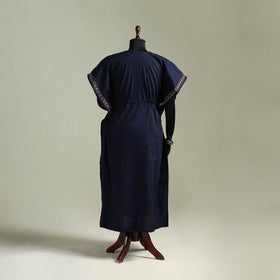 Black - Bengal Kantha Hand Embroidery Cotton Long Kaftan 42