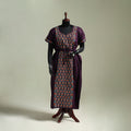 Purple - Bengal Kantha Hand Embroidery Cotton Long Kaftan 43