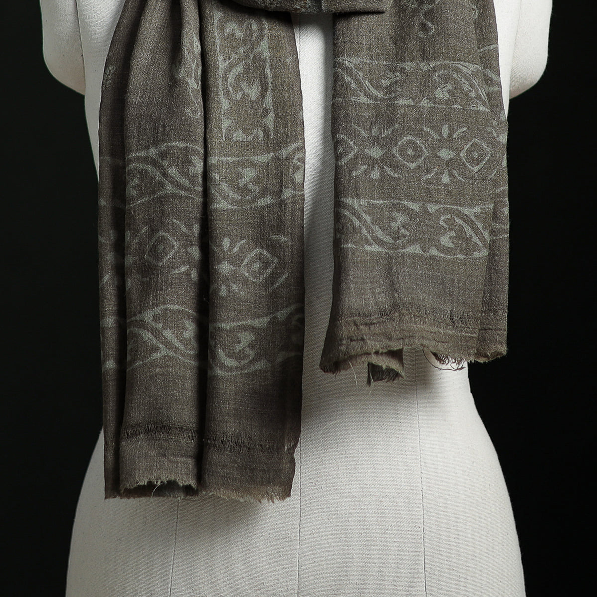 Pure Merino Wool Hand Block Akola Print Stole 34