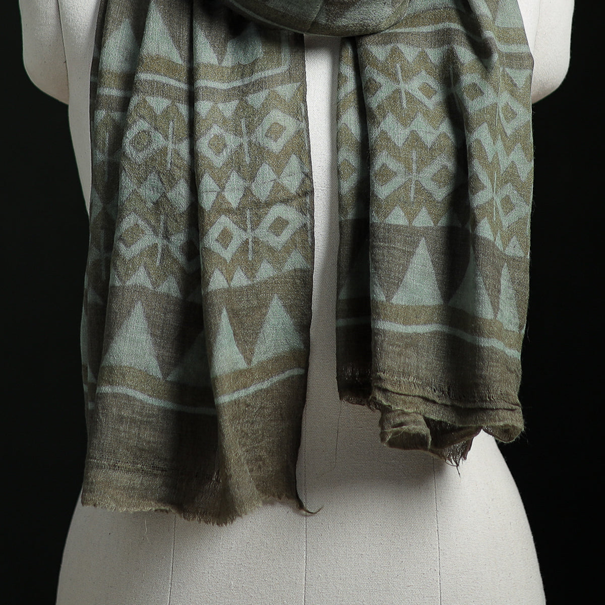 Pure Merino Wool Hand Block Akola Print Stole 35