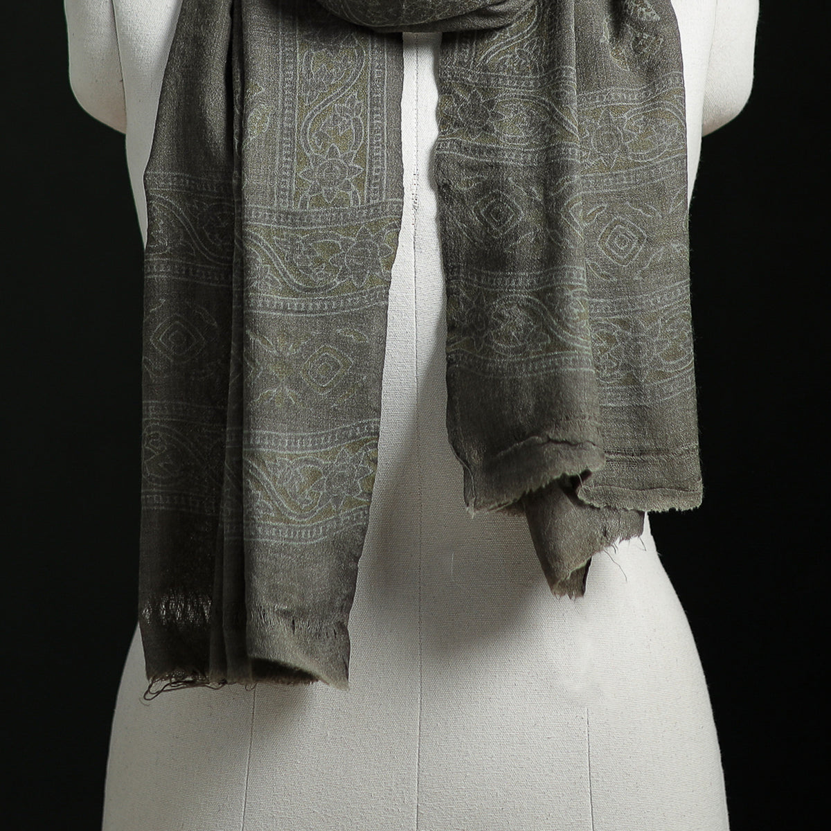 Pure Merino Wool Hand Block Akola Print Stole 37