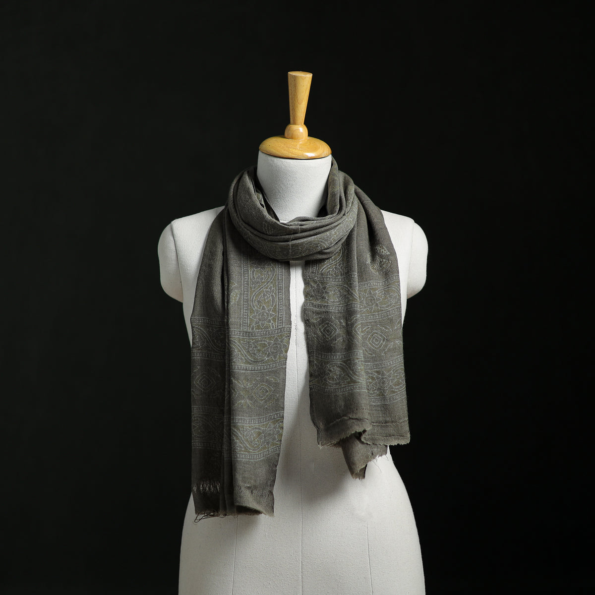 Pure Merino Wool Hand Block Akola Print Stole 37