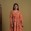 Buy Red Flared Cotton Batik Print Dress Online 