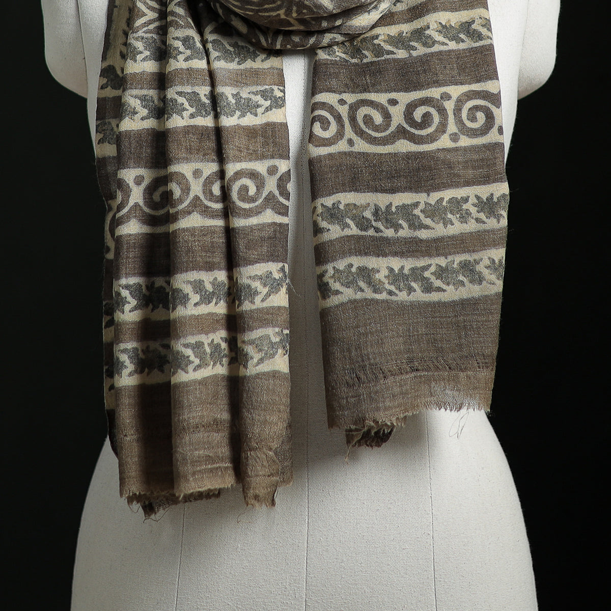 Pure Merino Wool Hand Block Akola Print Stole 38