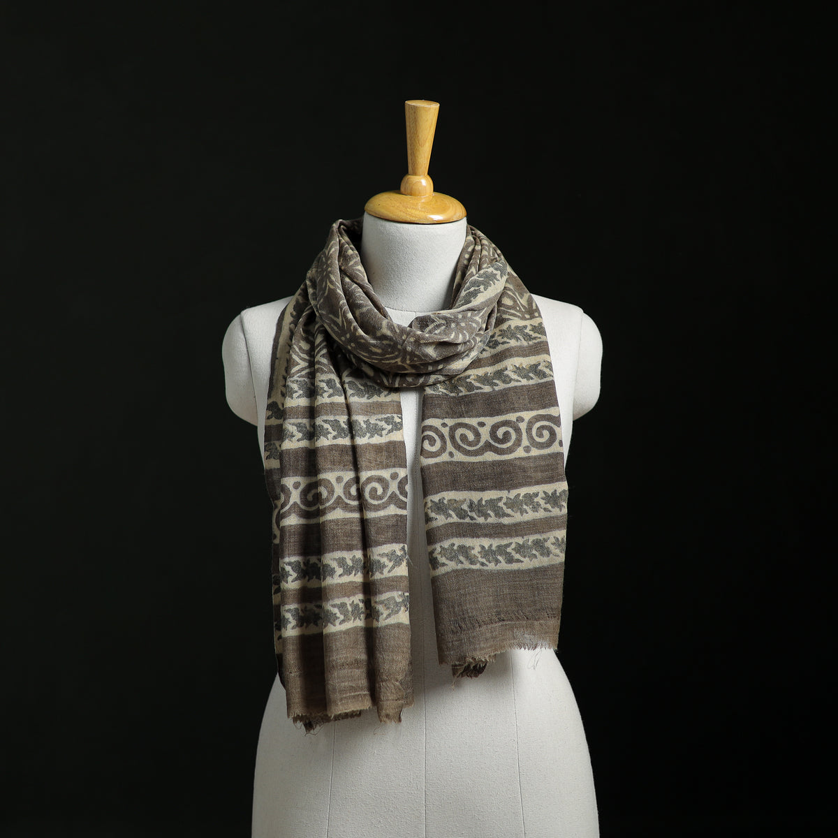 Pure Merino Wool Hand Block Akola Print Stole 38