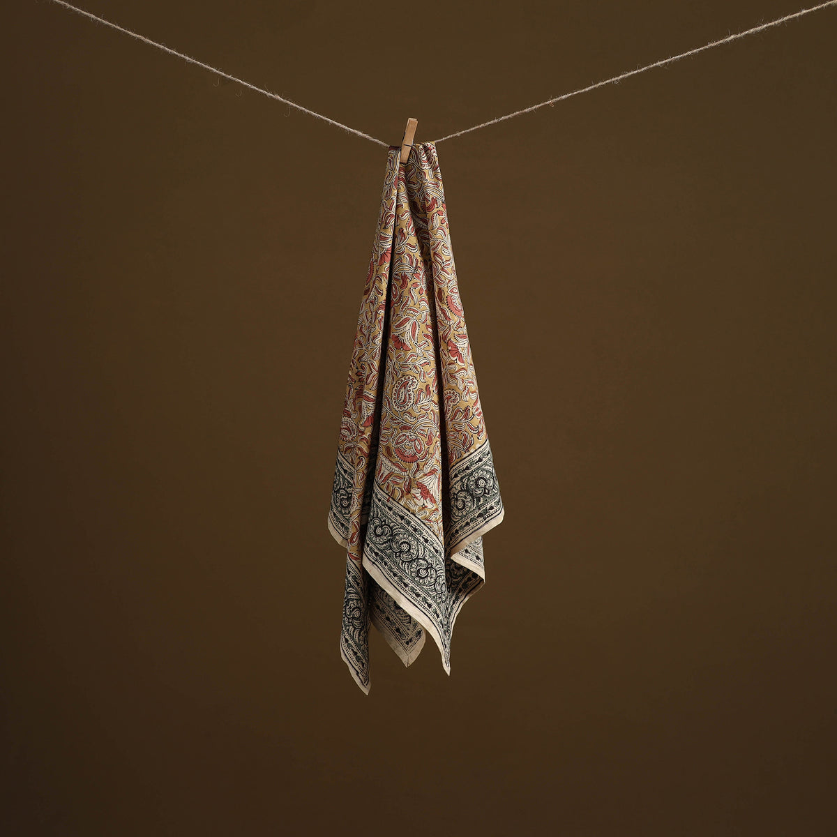 Pedana Hand Block Print Natural Dyed Cotton Kalamkari Scarf 71