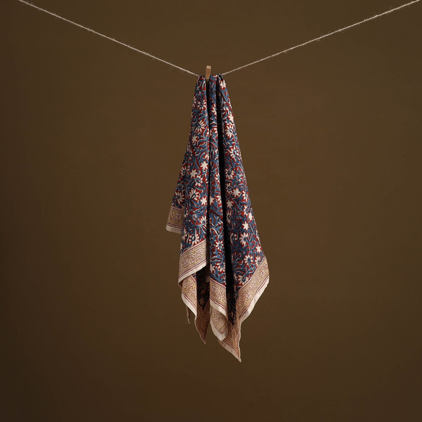 Pedana Hand Block Print Natural Dyed Cotton Kalamkari Scarf 70