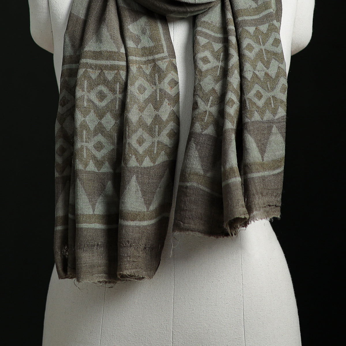 Pure Merino Wool Hand Block Akola Print Stole 41