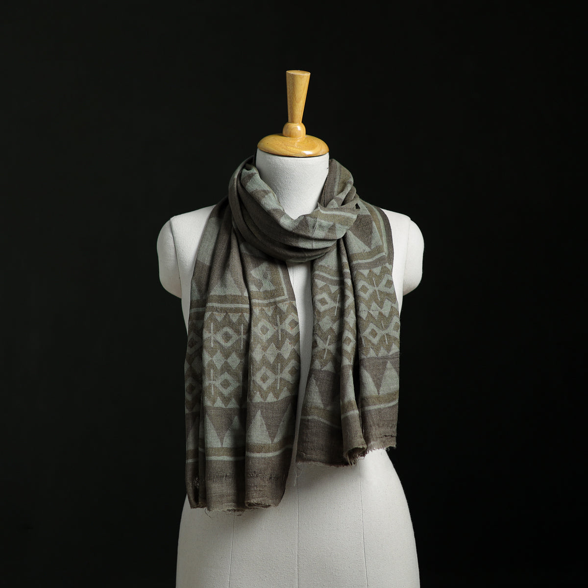 Pure Merino Wool Hand Block Akola Print Stole 41