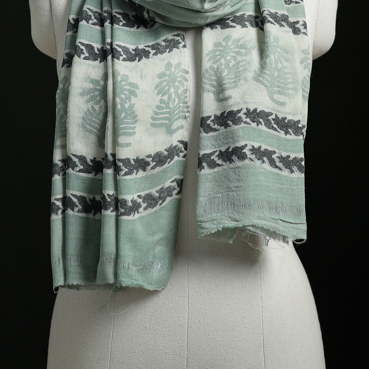 Pure Merino Wool Hand Block Akola Print Stole 42
