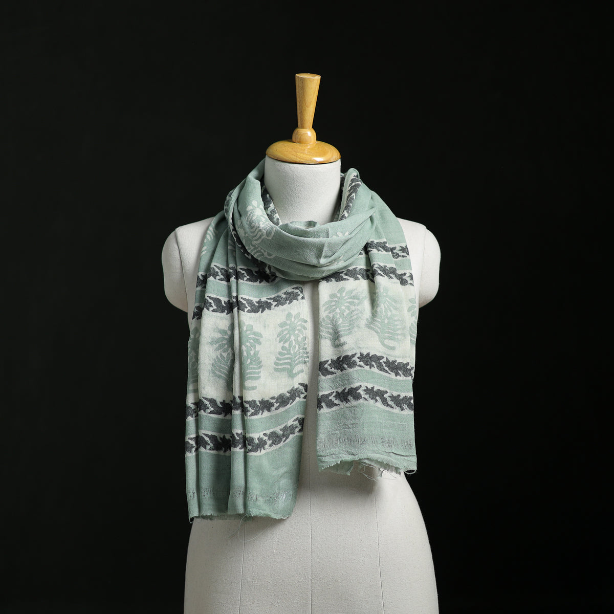 Pure Merino Wool Hand Block Akola Print Stole 42