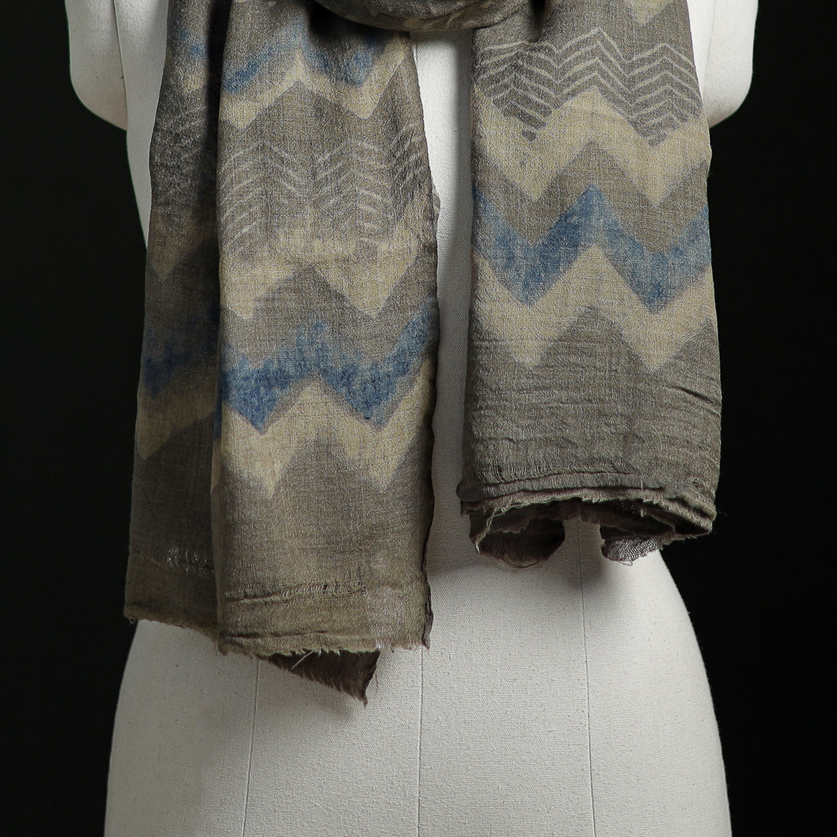 Pure Merino Wool Hand Block Akola Print Stole 43