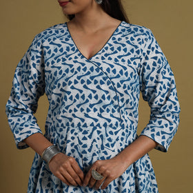 Buy Blue Flared Cotton Batik Print Dress Online 
