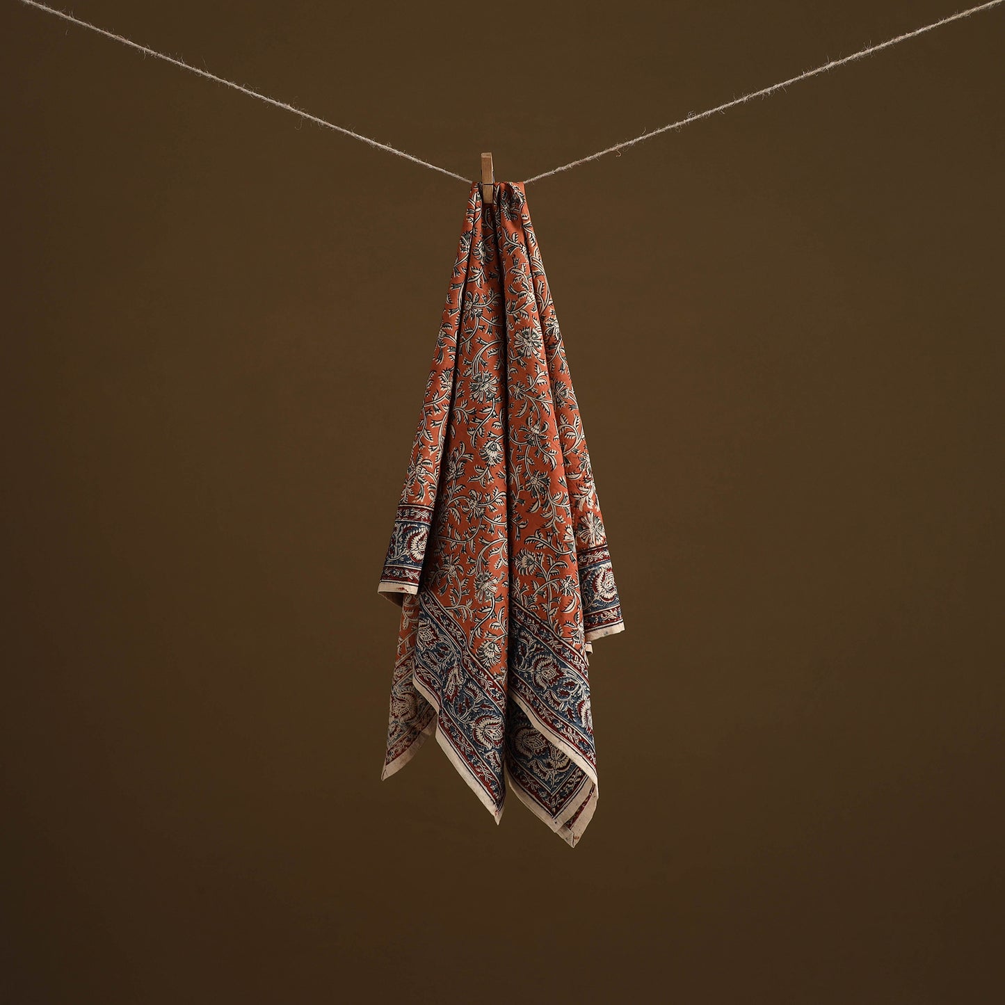 Pedana Hand Block Print Natural Dyed Cotton Kalamkari Scarf 66