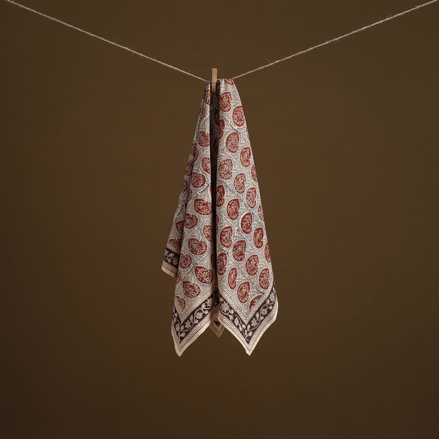 Pedana Hand Block Print Natural Dyed Cotton Kalamkari Scarf 63