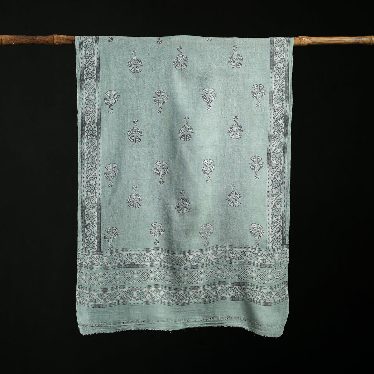 Pure Merino Wool Hand Block Akola Print Stole 05