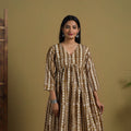 Buy Brown Flared Cotton Batik Print Dress Online 