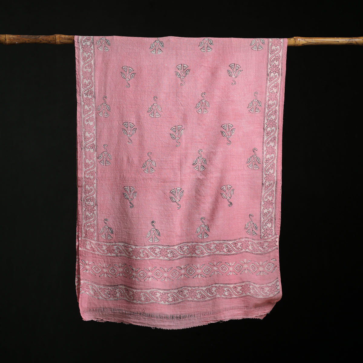 Pure merino wool hand block akola print stole