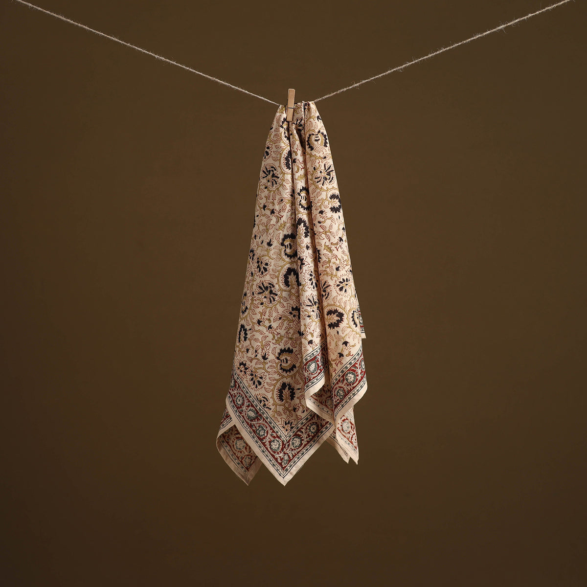 Pedana Hand Block Print Natural Dyed Cotton Kalamkari Scarf 60