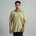 Buy Green Plain Cotton Men Half Sleeve Shirt 01 Online