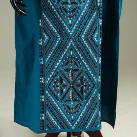 Blue - Bengal Kantha Hand Embroidery Cotton Long Kaftan 48