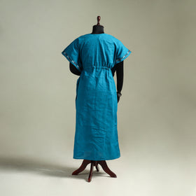 Blue - Bengal Kantha Hand Embroidery Cotton Long Kaftan 48
