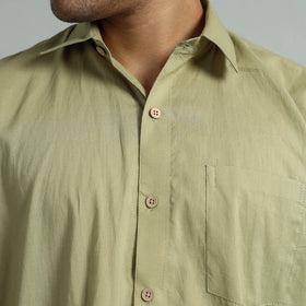 Buy Green Plain Cotton Men Half Sleeve Shirt 01 Online