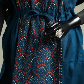 Blue - Bengal Kantha Hand Embroidery Cotton Long Kaftan 49