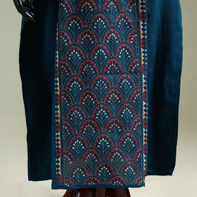 Blue - Bengal Kantha Hand Embroidery Cotton Long Kaftan 49