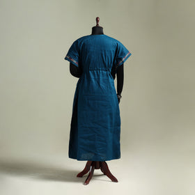 Blue - Bengal Kantha Hand Embroidery Cotton Long Kaftan 49