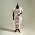 Beige - Bengal Kantha Hand Embroidery Cotton Long Kaftan 50