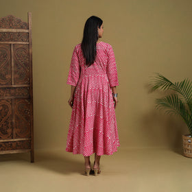 Buy Pink Flared Cotton Batik Print Dress Online 