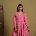 Buy Pink Flared Cotton Batik Print Dress Online 