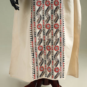 Beige - Bengal Kantha Hand Embroidery Cotton Long Kaftan 50