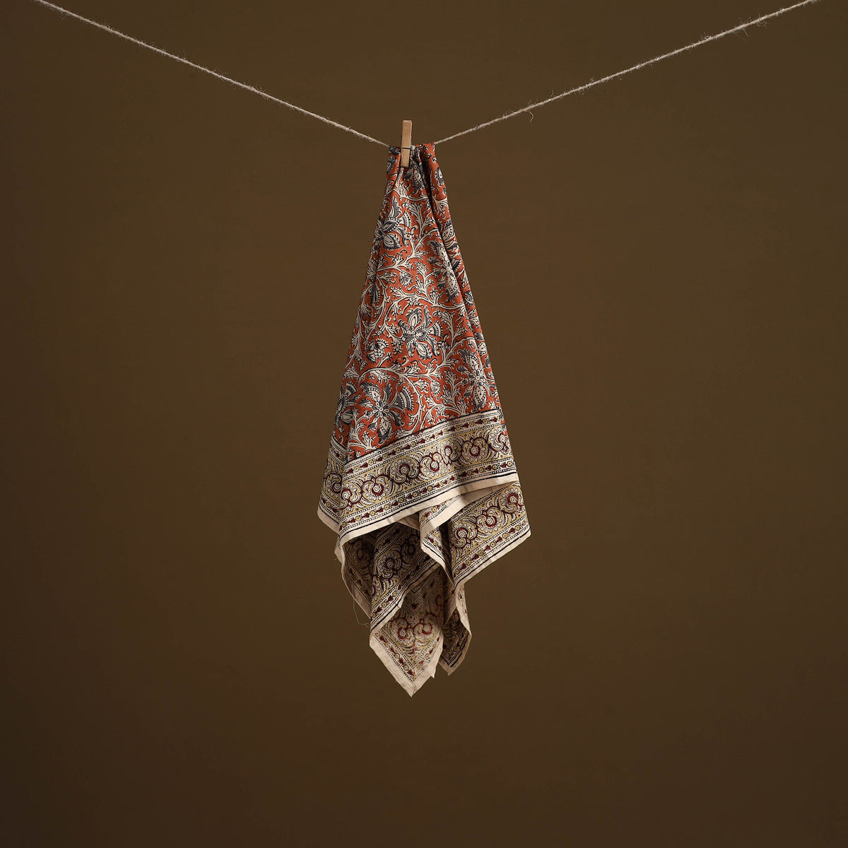 Pedana Hand Block Print Natural Dyed Cotton Kalamkari Scarf 53