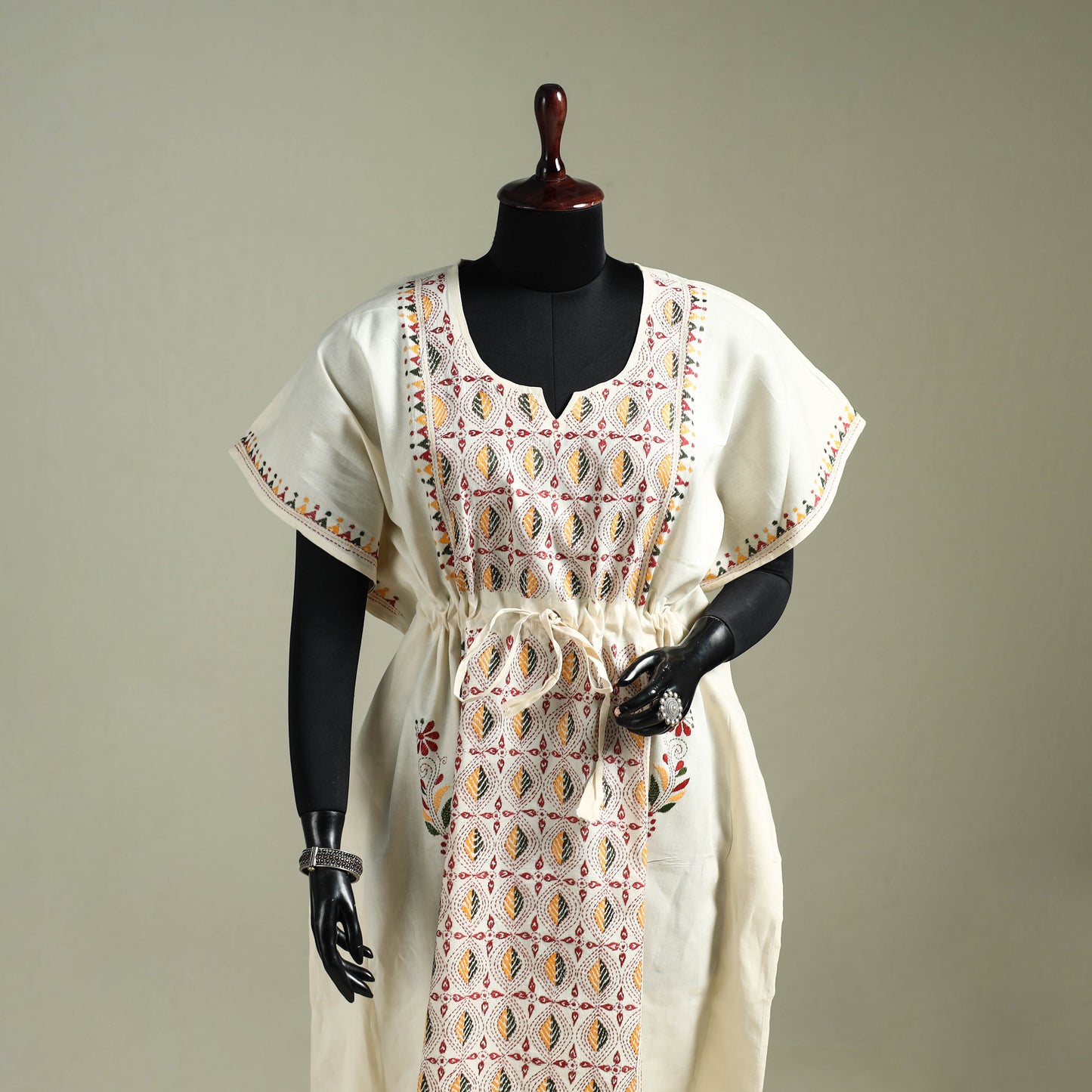 Bengal Kantha Hand Embroidery Cotton Long Kaftan 52