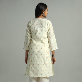  Chikankari Hand Embroidered Silk Cotton Kurta with Zari Work 