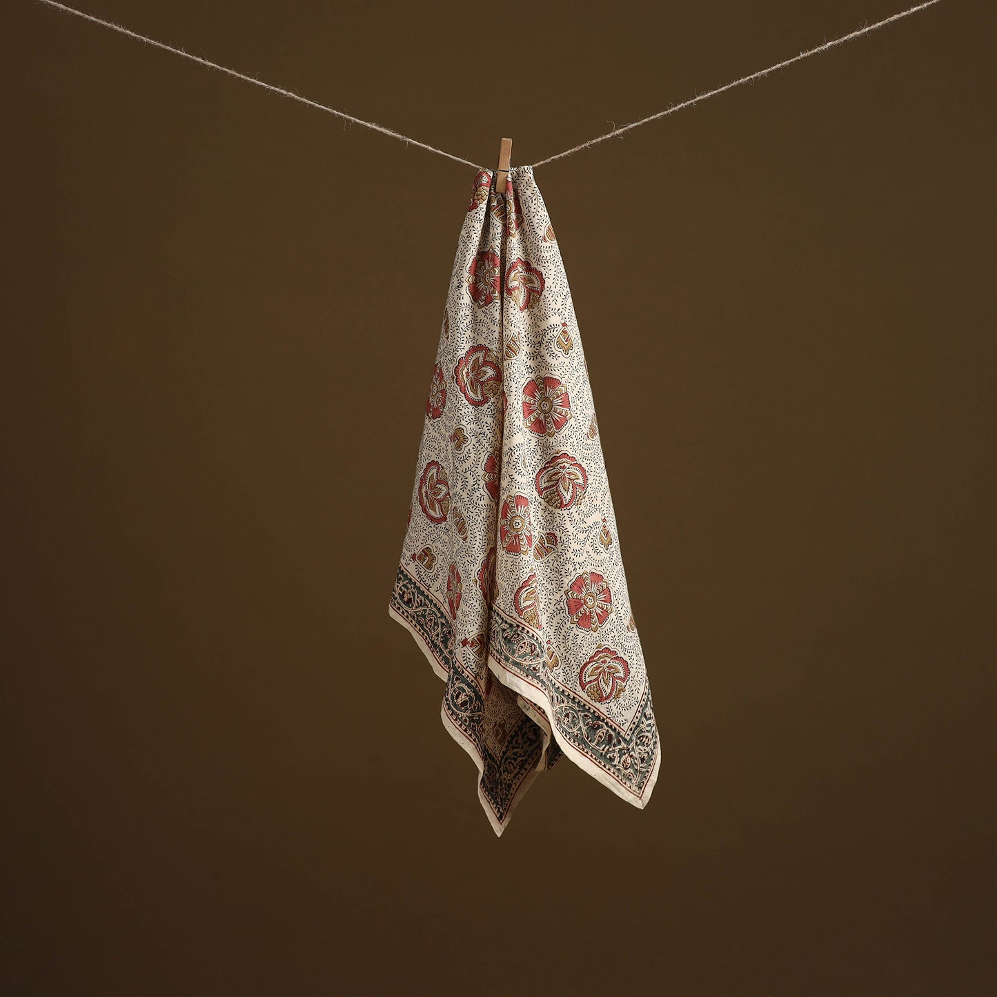 Pedana Hand Block Print Natural Dyed Cotton Kalamkari Scarf 50