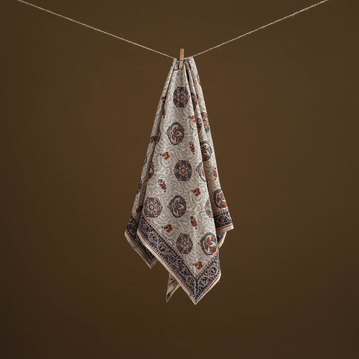 Pedana Hand Block Print Natural Dyed Cotton Kalamkari Scarf 49