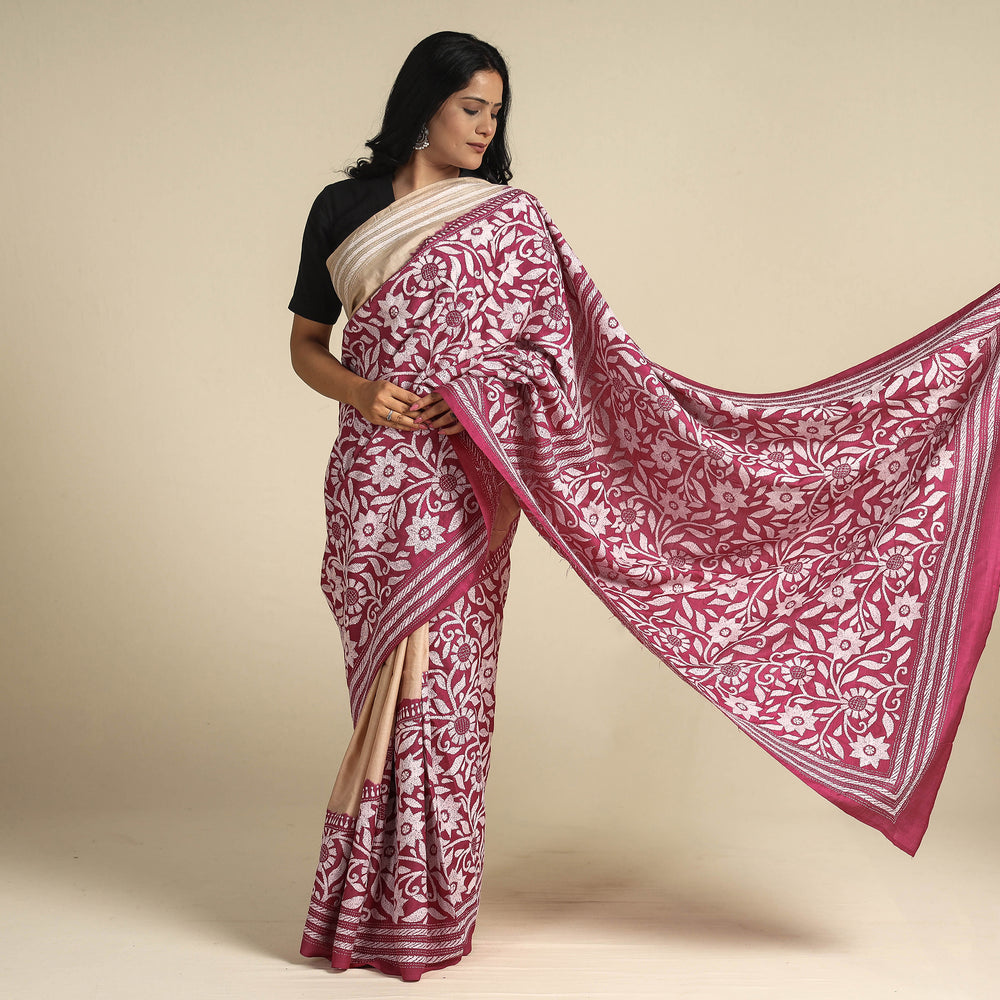 Kantha Embroidery Saree