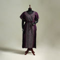 Purple - Bengal Kantha Hand Embroidery Cotton Long Kaftan 53