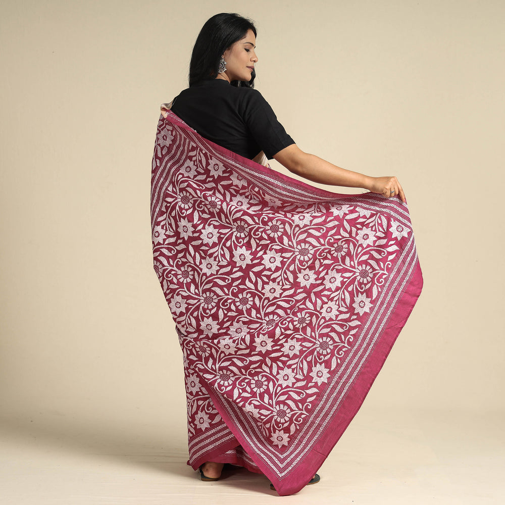 Kantha Embroidery Saree