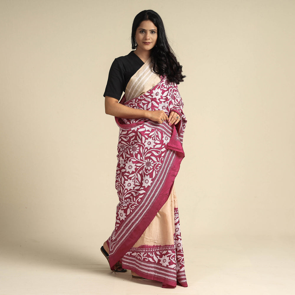 Kantha Embroidery Saree